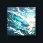 Majestic Turquoise Wave Curling Under Bright Canvas Print<br><div class="desc">A stunning digital landscape capturing a massive, vibrant turquoise wave as it curls beautifully under a clear, sunlit sky. The sparkling sea spray and the dynamic movement of the water create a refreshing and energetic atmosphere. Ideal for modern beach house decor, summer-themed interiors, or as a rejuvenating focal point in...</div>