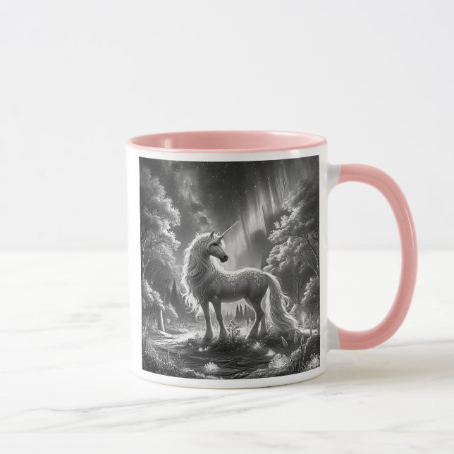 Majestic unicorn in an enchanted forest. mug (Right)