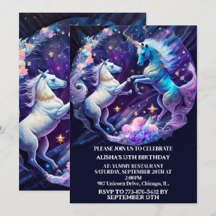 Majestic Unicorns Dancing Birthday Party Invitation