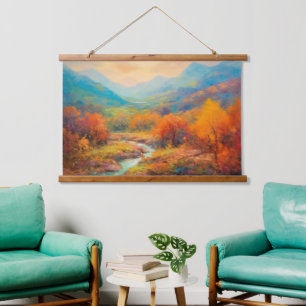 Majestic Valley Autumn Japanese Fine Art Hanging Tapestry