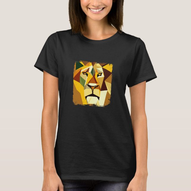 Majestic Vector Lion Head with Cool Artwork T-Shirt (Front)