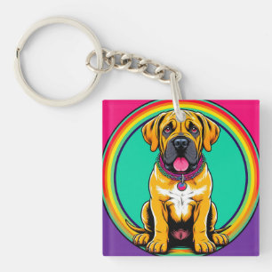 Majestic Vibrant Dog Portrait Keychain