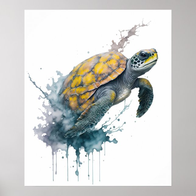 Majestic Wanderer - Watercolor Turtle Poster (Front)