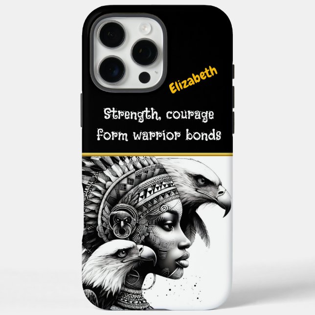 Majestic warrior adorned with eagles in tribal art Case-Mate iPhone case (Back)