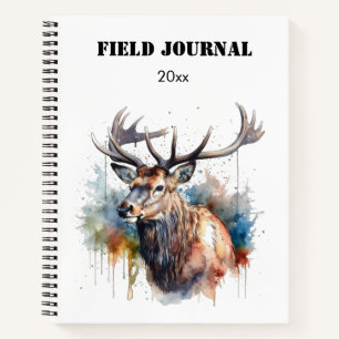Majestic Watercolor Elk Portrait, custom  Notebook