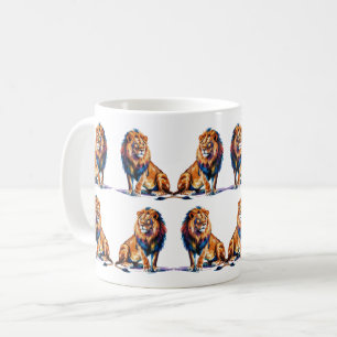 Majestic Watercolor Lion Art Coffee Mug
