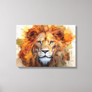 Majestic Watercolor Lion Canvas Print
