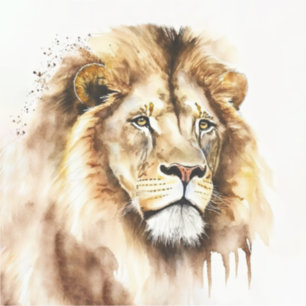 Majestic Watercolor Lion Square Sticker