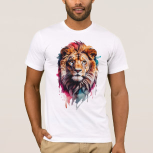 Majestic Watercolor Splash Art Lion Bold  T-Shirt