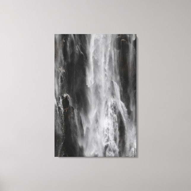 Majestic waterfall Boka, Slovenia black and white Canvas Print (Front)