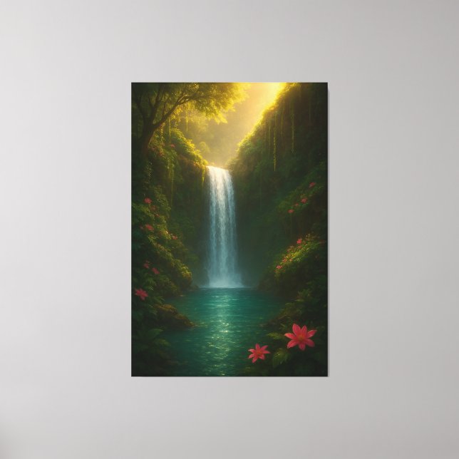 Majestic Waterfall Nature Canvas Print (Front)
