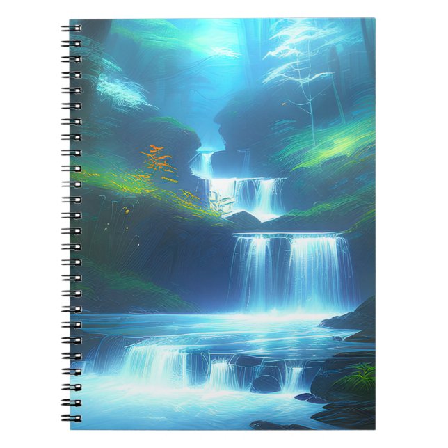 Majestic Waterfall, Nature's Masterpiece Notebook (Front)