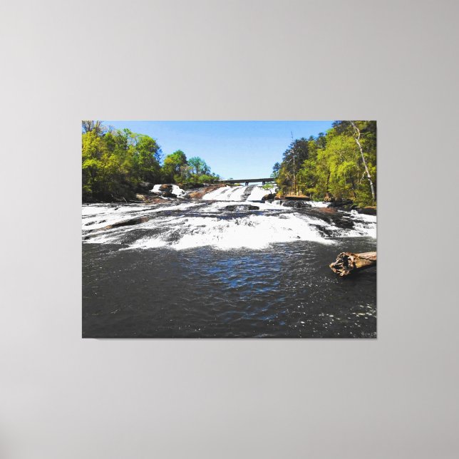Majestic Waterfall Under Bridge Canvas Print (Front)