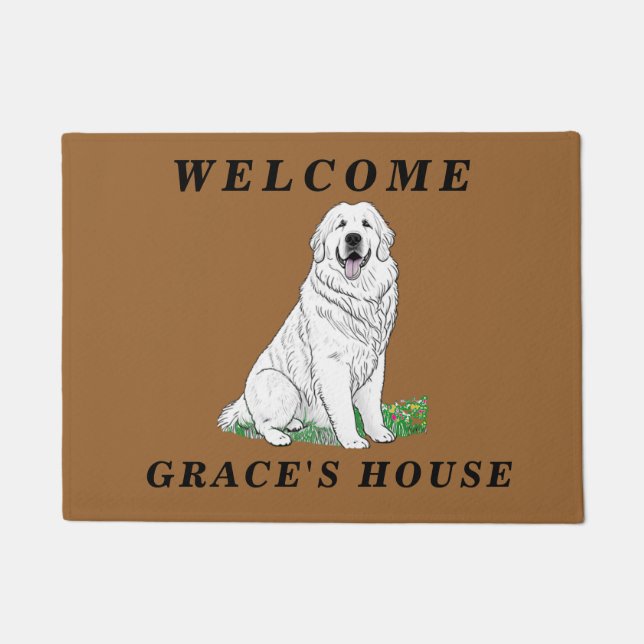 Majestic welcome from a Great Pyrenees Doormat (Front)