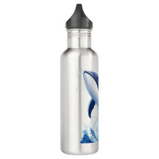 majestic whale in painting style. 710 ml water bottle