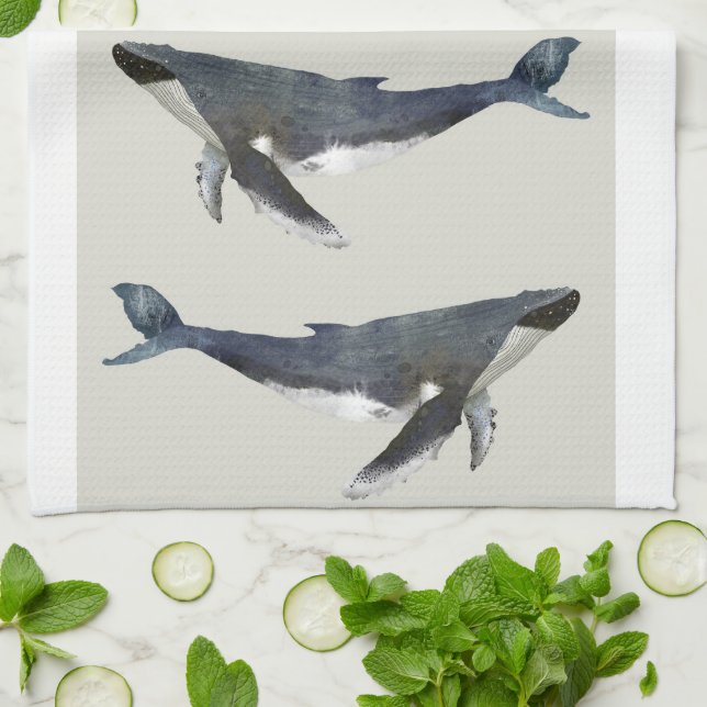 Majestic Whale Kitchen Tea Towel (Folded)