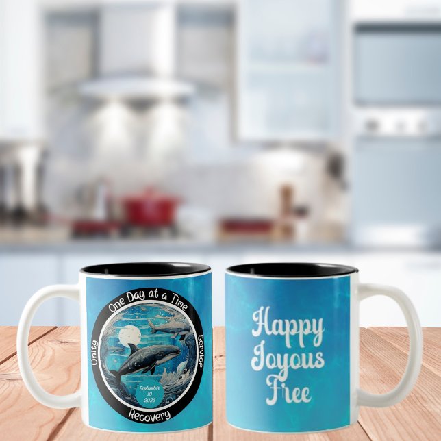 Majestic WhaleCustom Recovery Milestone Gift Two-Tone Coffee Mug (Creator Uploaded)