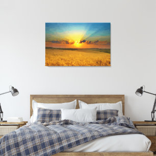 Majestic Wheat fields View Oil Painting Print