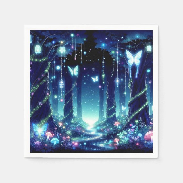 Majestic Whimsical Enchanted Forest Baby Shower Napkin (Front)