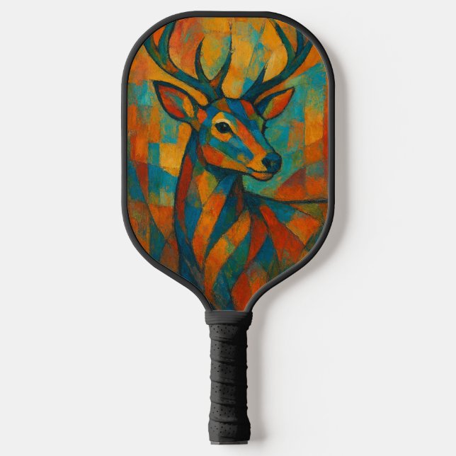 Majestic Whispers-Abstract Deer in Bloom Pickleball Paddle (Front)