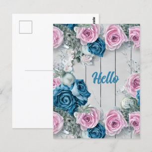 Majestic White Brick Shabby Nautica Pale Pink  Postcard