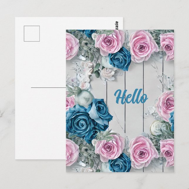 Majestic White Brick Shabby Nautica Pale Pink  Postcard (Front/Back)