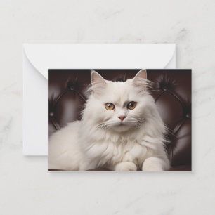 Majestic white cat card