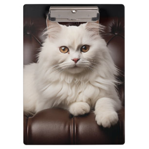 Majestic white cat clipboard