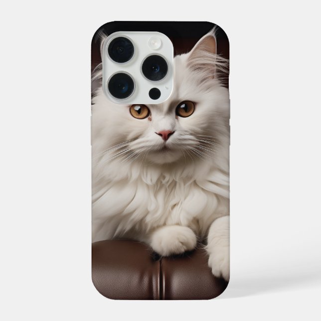 Majestic white cat iPhone case (Back)