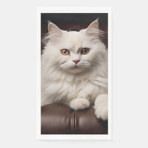Majestic white cat napkin
