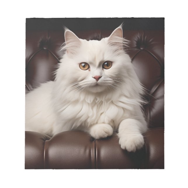 Majestic white cat notepad (Front)