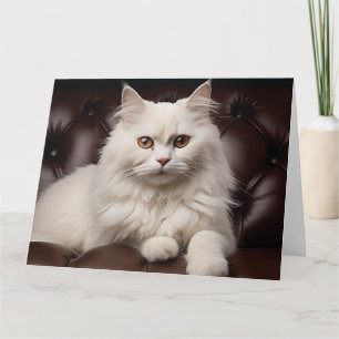 Majestic white cat thank you card