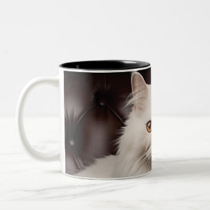 Majestic white cat Two-Tone coffee mug