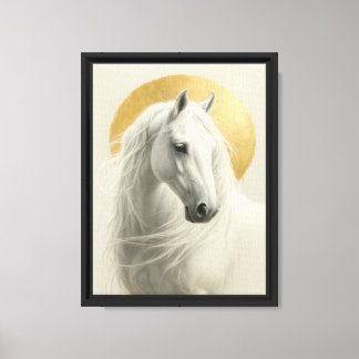 Majestic White Horse with Golden Halo Canvas Print