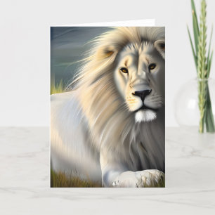 Majestic White Lion Ethereal Art Card