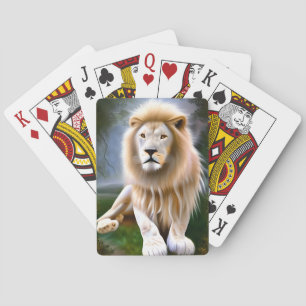 Majestic White Lion Ethereal Art Playing Cards