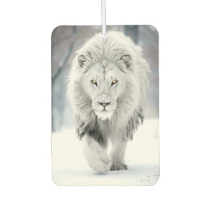 Majestic White Lion in Winter Wonderland Design Air Freshener