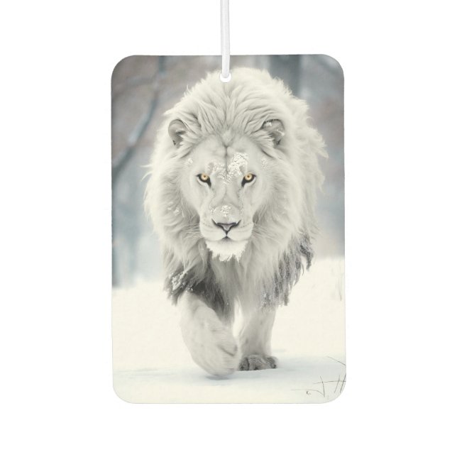 Majestic White Lion in Winter Wonderland Design Air Freshener (Front)