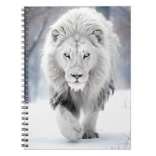 Majestic White Lion in Winter Wonderland Design Notebook
