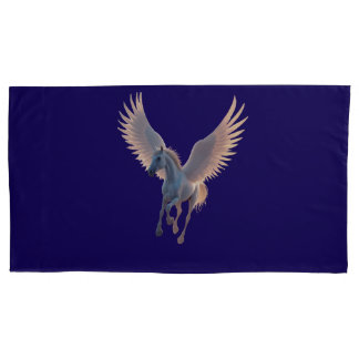 Majestic White Pegasus Flying in Night Sky Fantasy Pillowcase