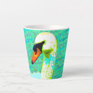 Majestic White Swan Head   Latte Mug