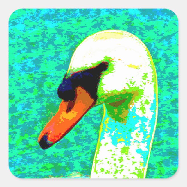 Majestic White Swan Head    Square Sticker (Front)