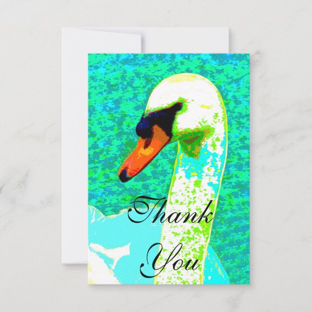 Majestic White Swan Head Thank You Card (Front)