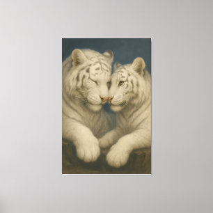Majestic White Tiger Couple – Emotional Fine Art Canvas Print