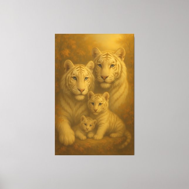 Majestic White Tiger Family – Fine Art Canvas Prin (Front)