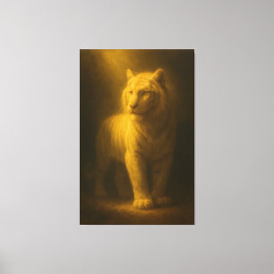 Majestic White Tiger – Fine Art Golden Light Portr Canvas Print