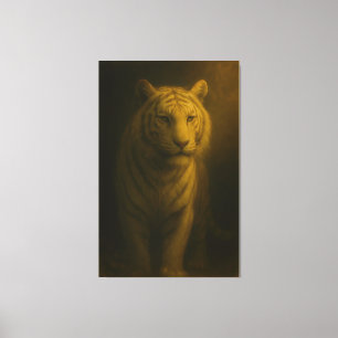Majestic White Tiger – Fine Art Golden Portrait Canvas Print