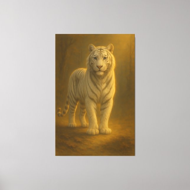 Majestic White Tiger – Fine Art Portrait Canvas Print (Front)