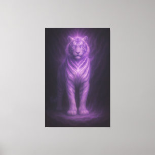 Majestic White Tiger of Purple Lightning Canvas Print