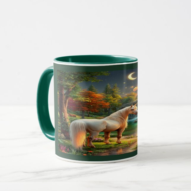 Majestic White Unicorn Enchanted Forest Mug (Devant gauche)
